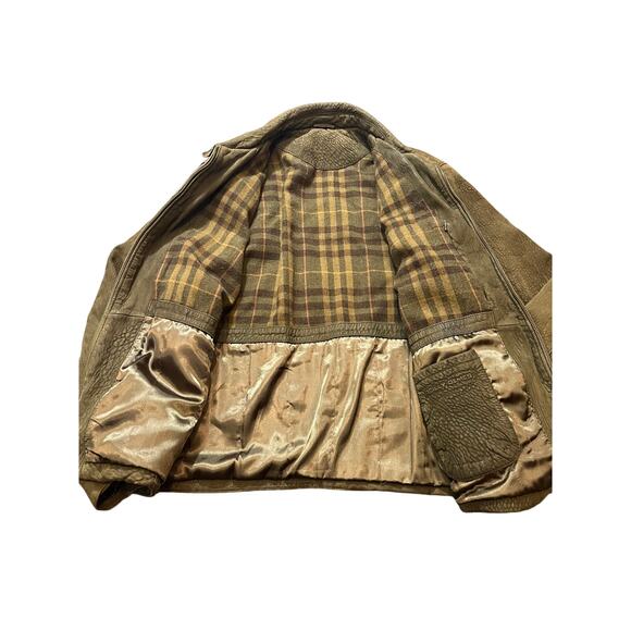 Reilly Olmes Mens Leather Jacket‎ Plaid Lined Full Zip Retro Size Large - Picture 5 of 11